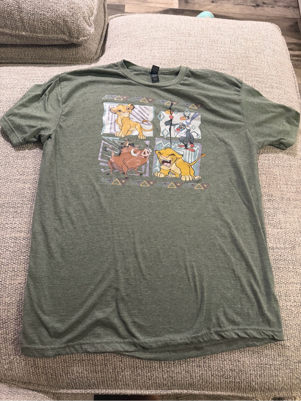 Men's Olive Green The Lion King Short Sleeve Graphic Tee